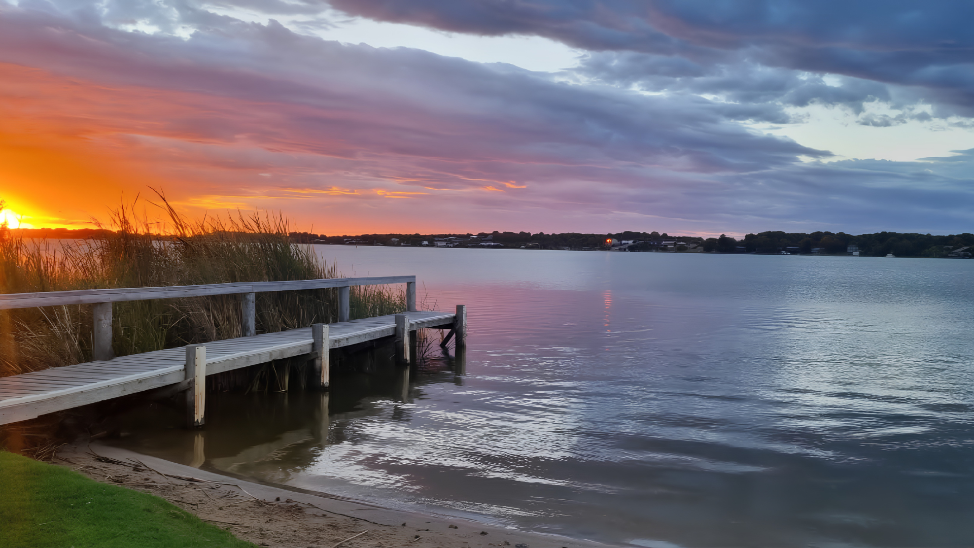 Sunset over the water near Victor Harbor