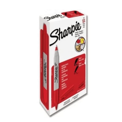 Imagen 5 de SHARPIE TWIN ROJO - 2 PUNTAS (FINO Y ULTRA FINO) CAJA X 12 UNID