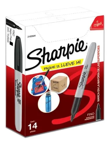 Imagen 1 de SHARPIE MARC PERM FINO - NEGRO CAJA 14 UNID AL PRECIO DE 12