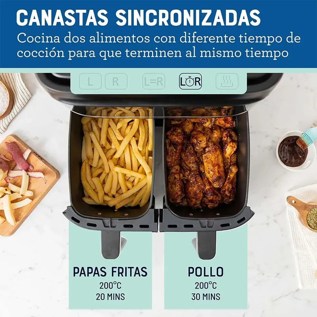 Imagen 2 de AIRFRYER DUAL ANTIADHERENTE DIAMONDFORCE