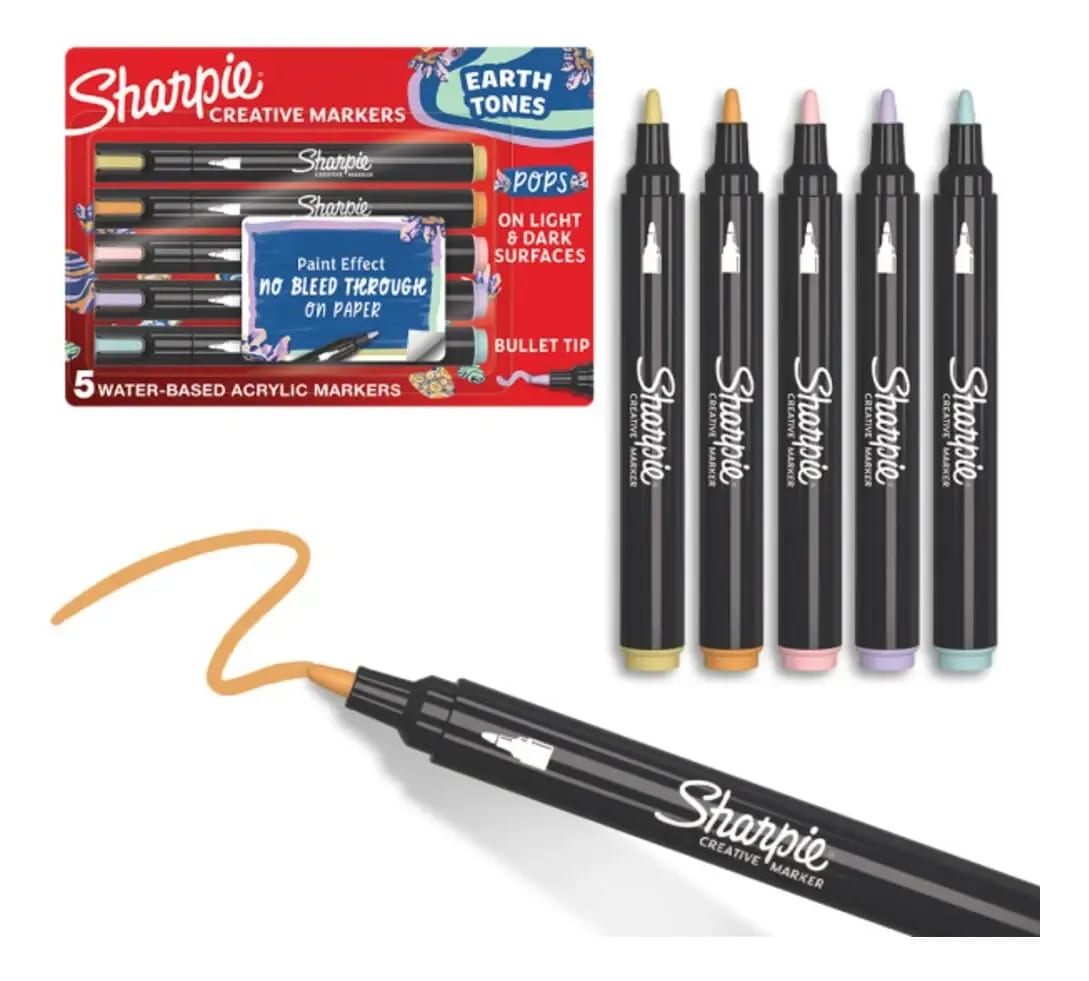 Imagen 2 de SHARPIE ACRILICO MARCADORES CREATIVOS TONOS DE LA NATURALEZA1 BLISTERX5 UNID