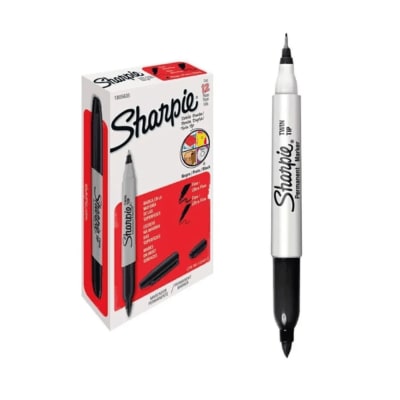 Imagen 1 de SHARPIE TWIN NEGRO - 2 PUNTAS (FINO Y ULTRA FINO) CAJA X 12 UNID