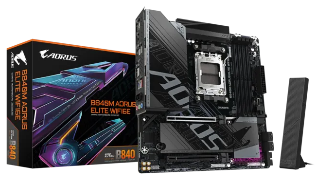MOTHERBOARD GIGABYTE B840M AORUS ELITE WIFI6E MATX AMD AM5