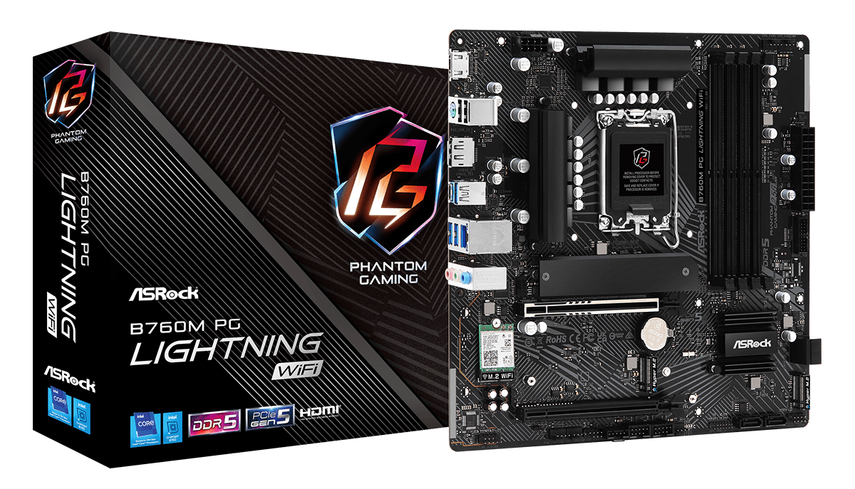MOTHERBOARD ASROCK B760M PG LIGHTNING WIFI mATX DDR5 LGA1700