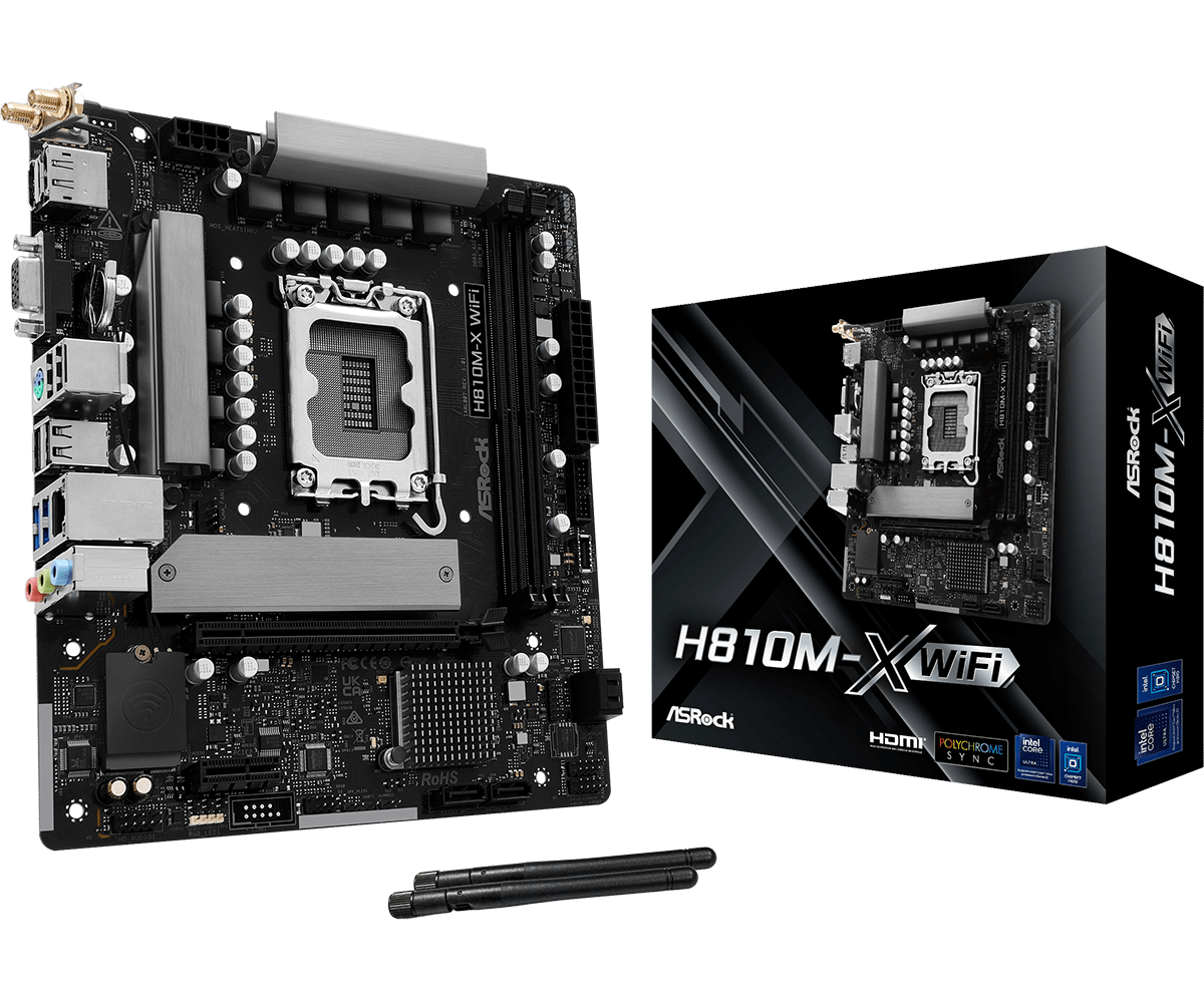 MOTHERBOARD ASROCK H810M-X WIFI mATX DDR5 LGA1851