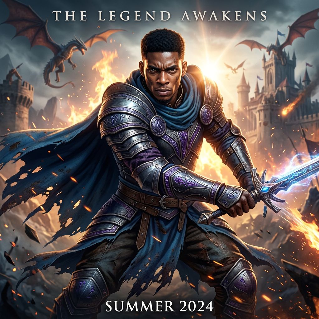 A heroic fantasy character poster, drama