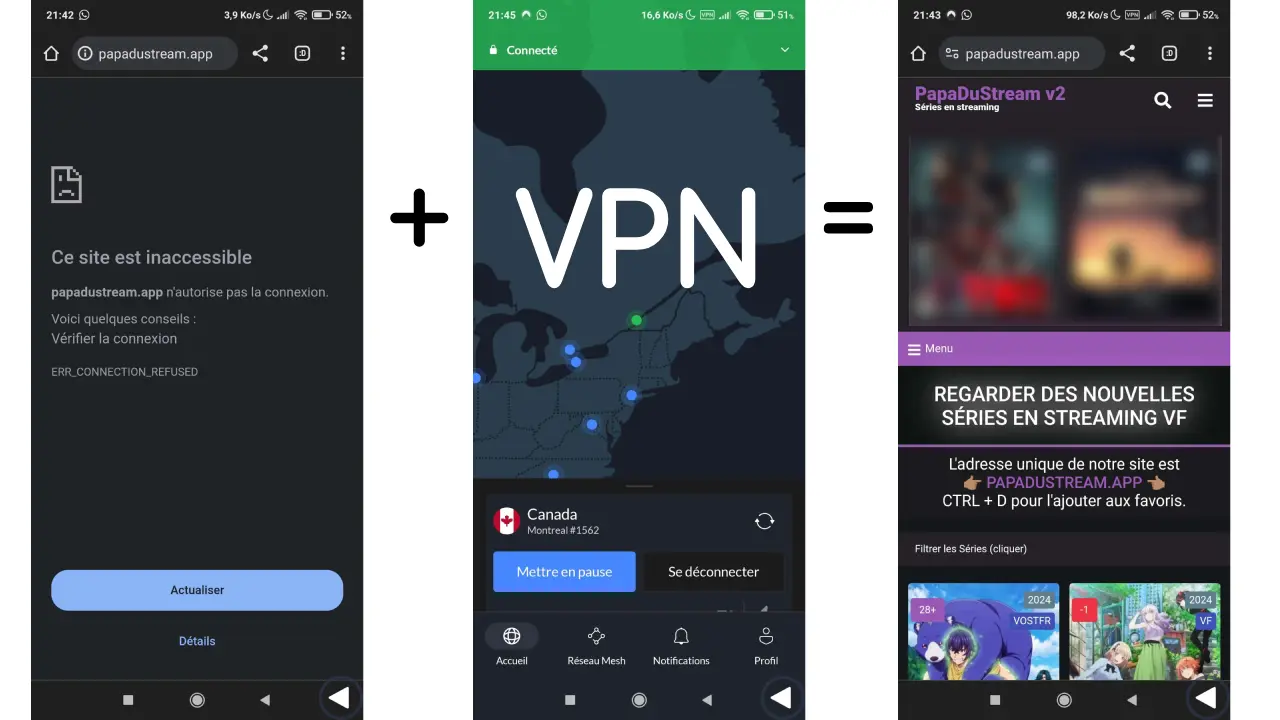 Connexion VPN réussie - Interface montrant la connexion établie