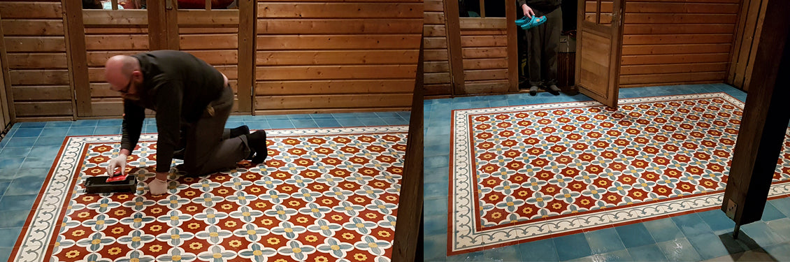Thoroughly cleaning cement tiles