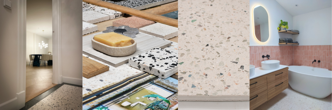 Terrazzo-Fliesen in Ihrem Badezimmer