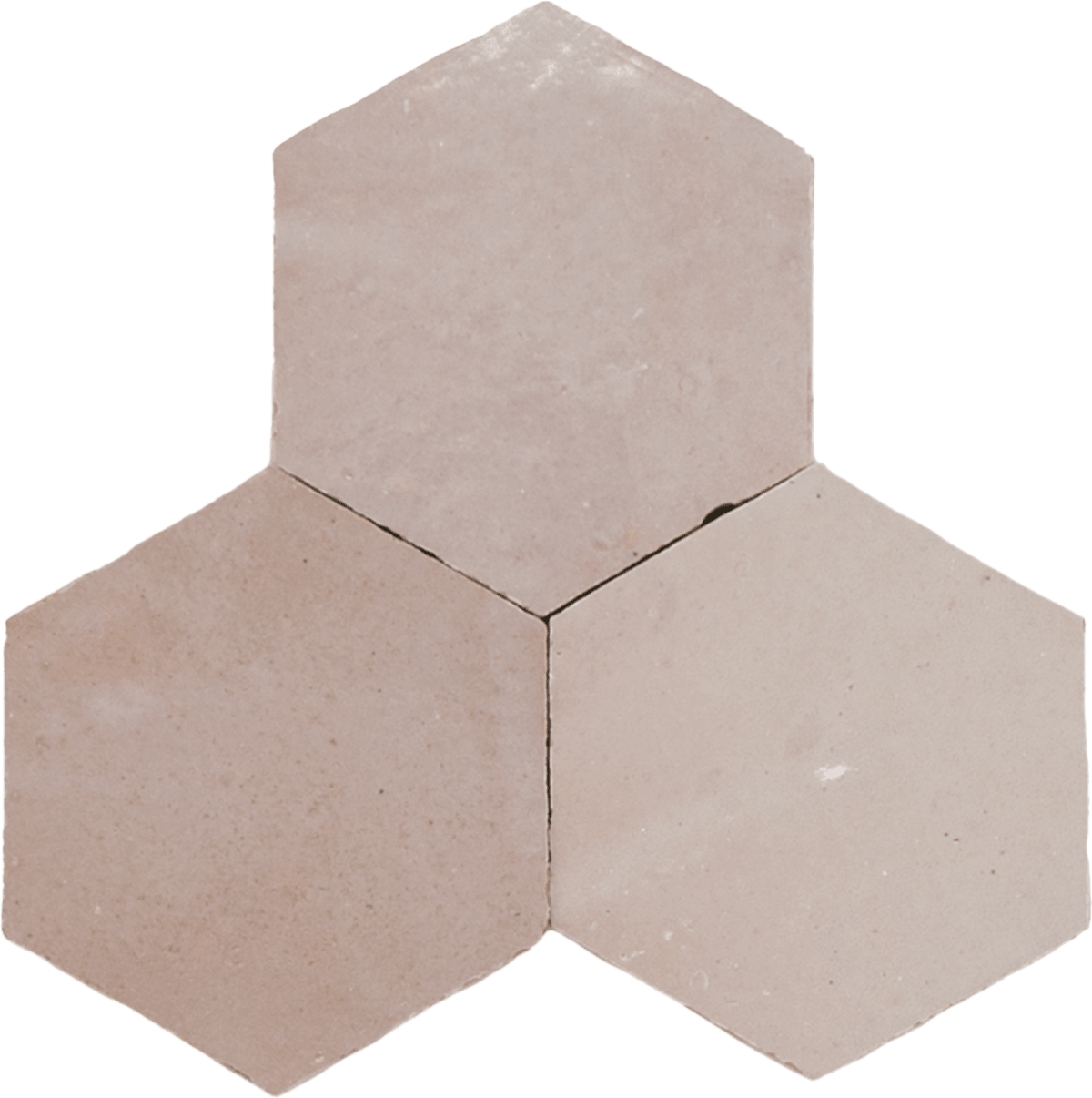 Zellige Gris Rose Hexagone