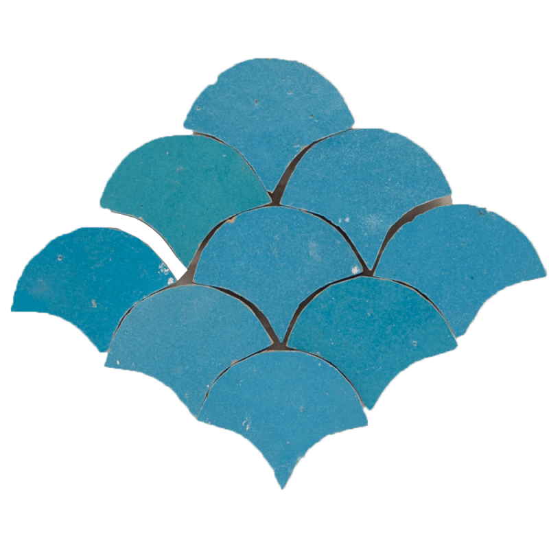 Zellige Bleu Ciel Poisson Echelles