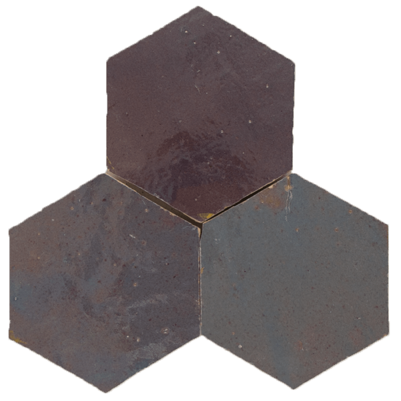 Zellige Gris Aubergine Hexagone