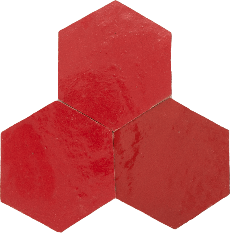 Zellige Rouge Sang Hexagone