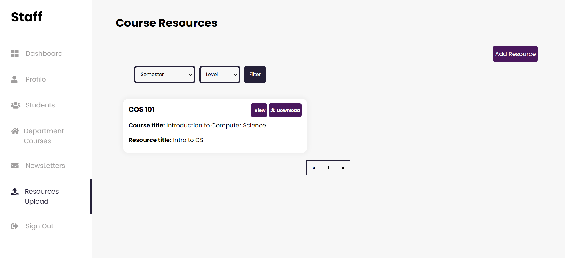 Staff Course Resources