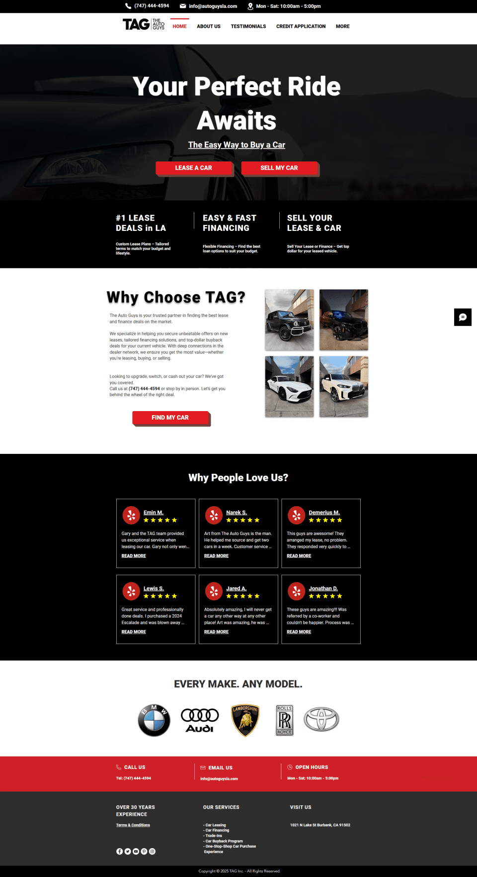 TAG Auto Group, Auto Dealership website