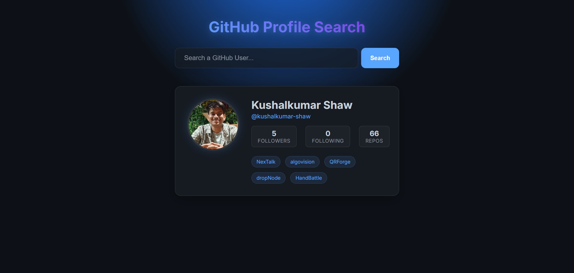 GitHub Profile Search