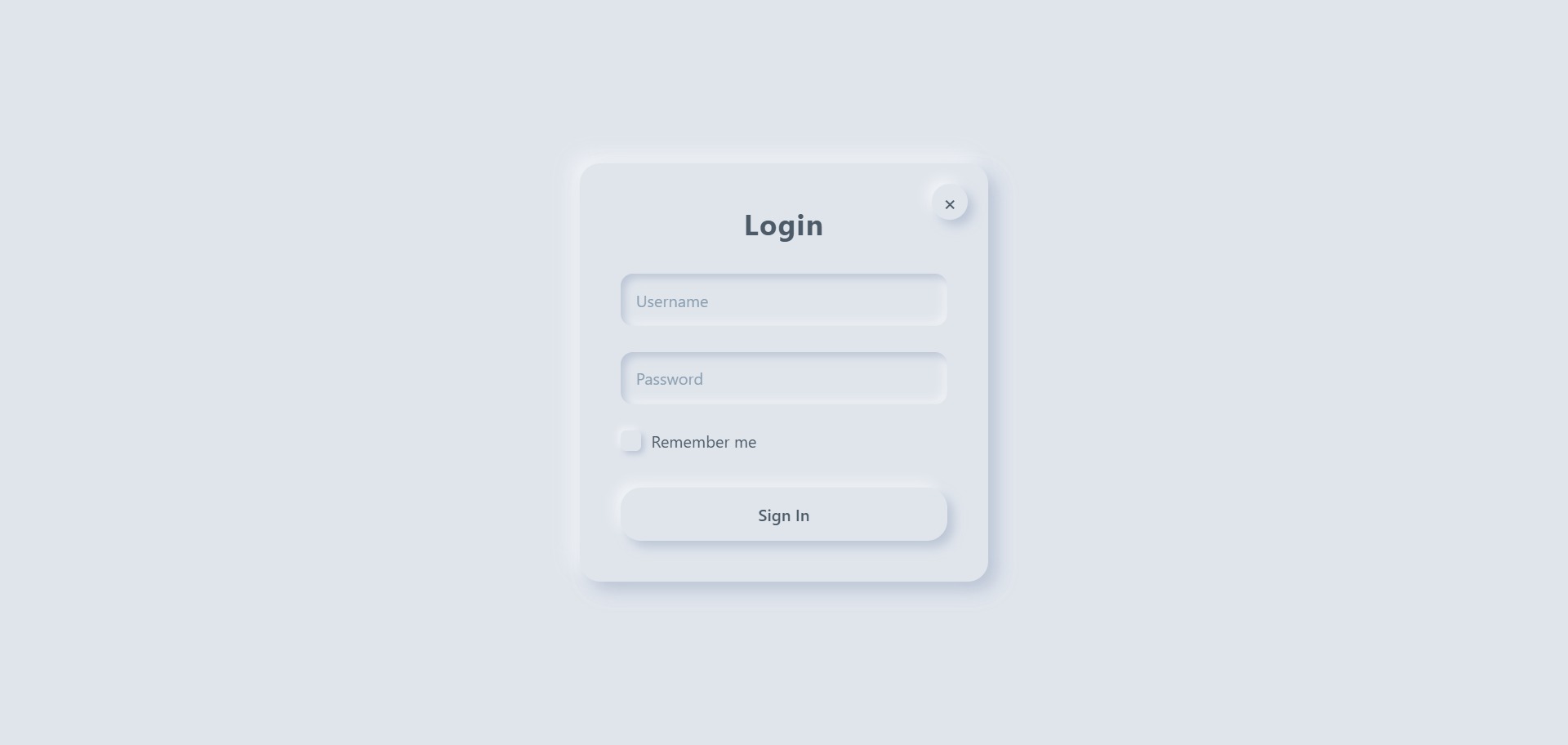 Neumorphism Login Form