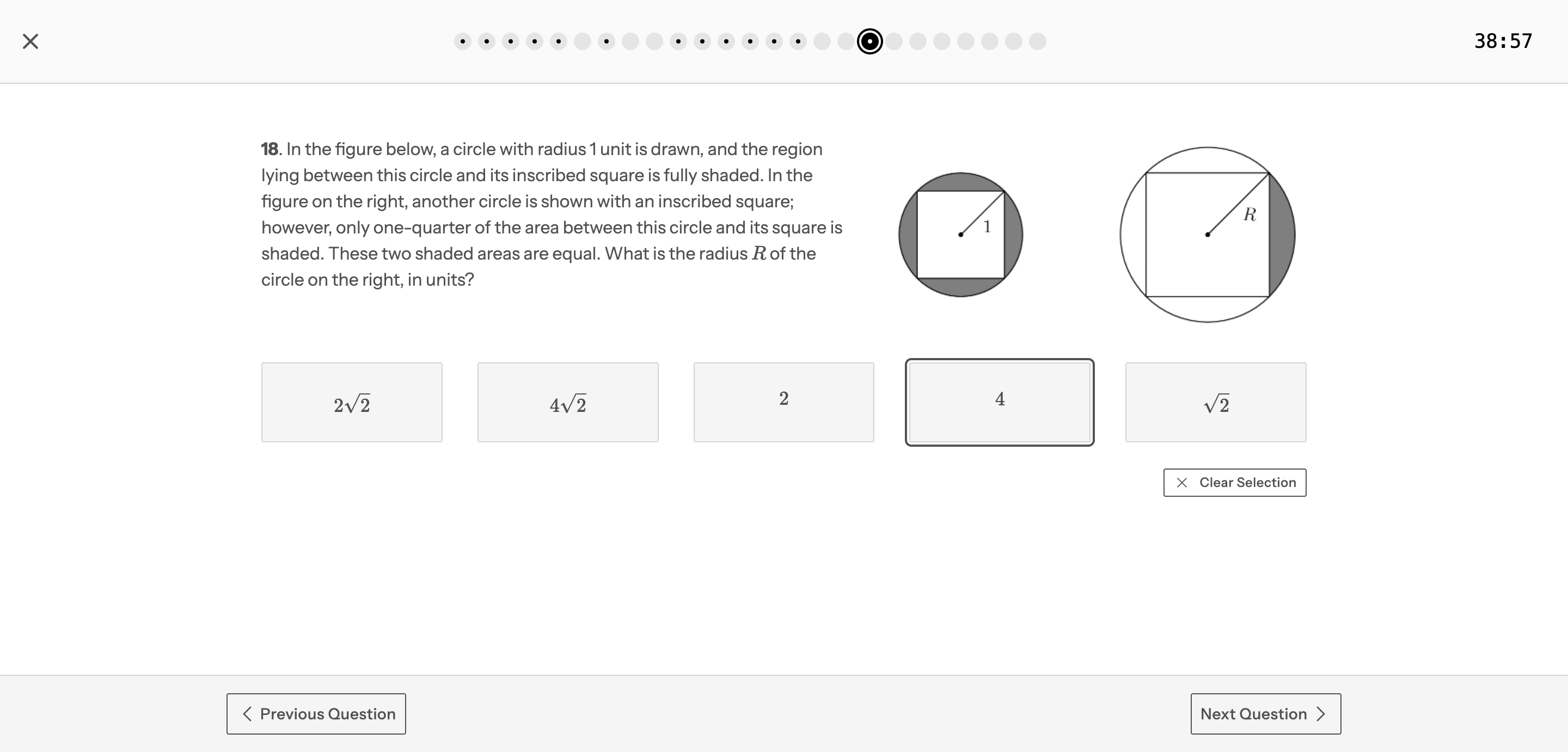 AMC practice test interface with sample questions
