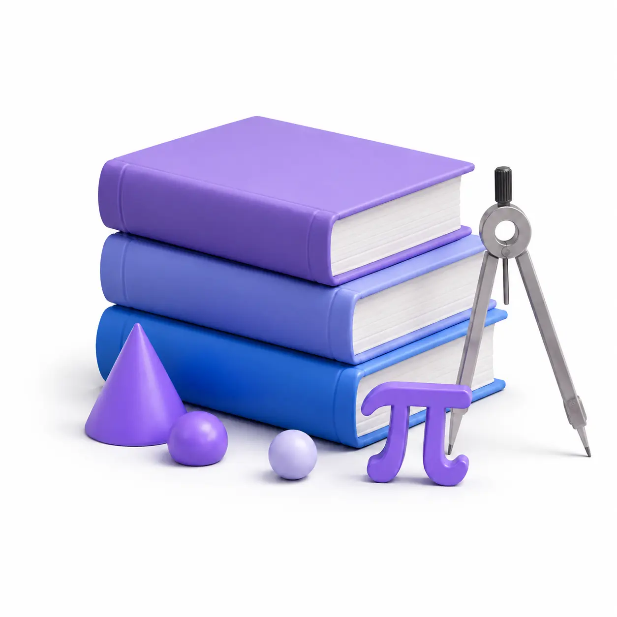 Stack of books and math symbols representing AIME topics