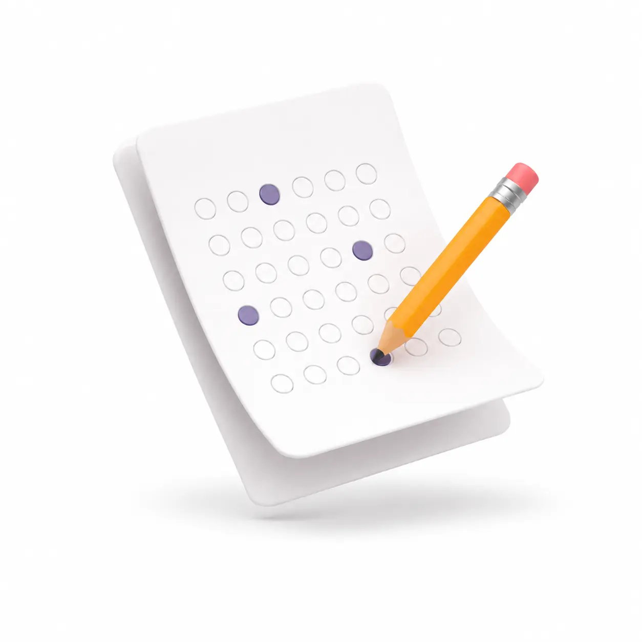 AIME test paper with pencil marking answers