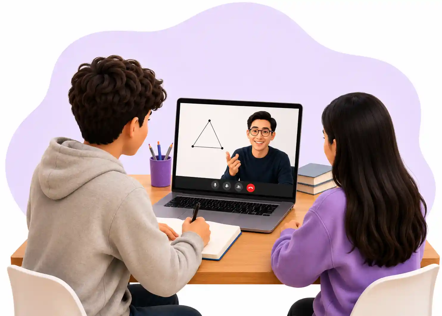 Students learning with an AMC tutor online