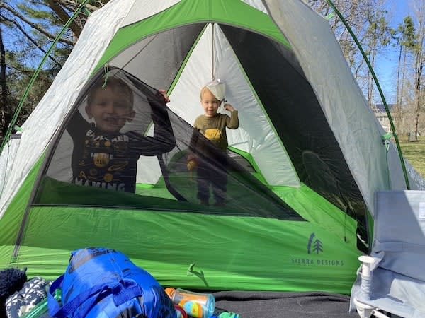 toddler backyard camping with smaller tent