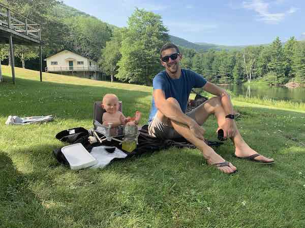 travel highchair outside