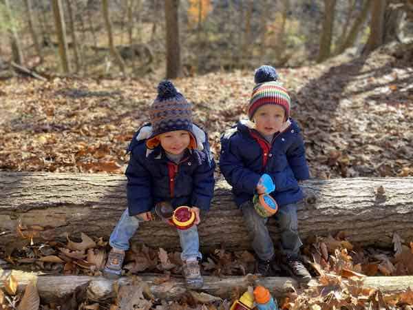 Snack break hiking with toddlers High Rocks Pa