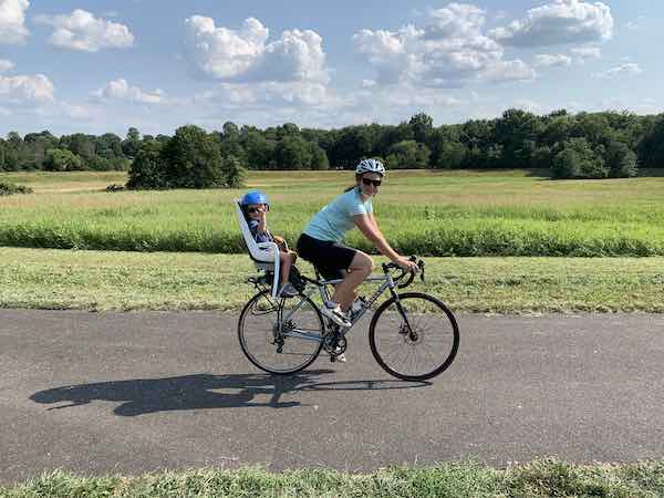 momma and toddler on bike