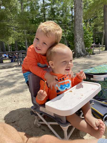 toddler travel highchair on beach