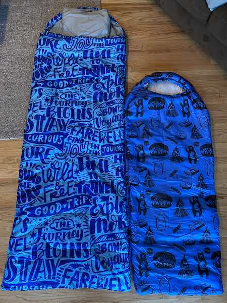 two advertised toddler sleeping bags