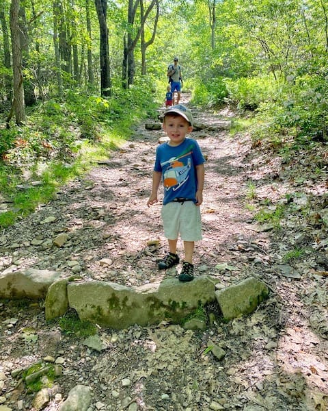 toddler hiking sandals on the trail