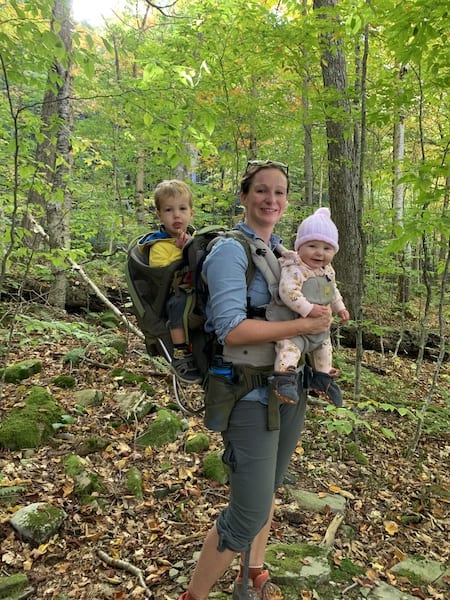 front carrier and back carrier when hiking with children