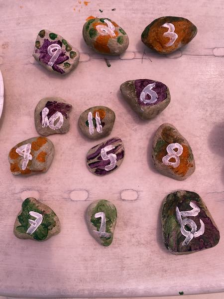 toddler nature sundial painting rocks