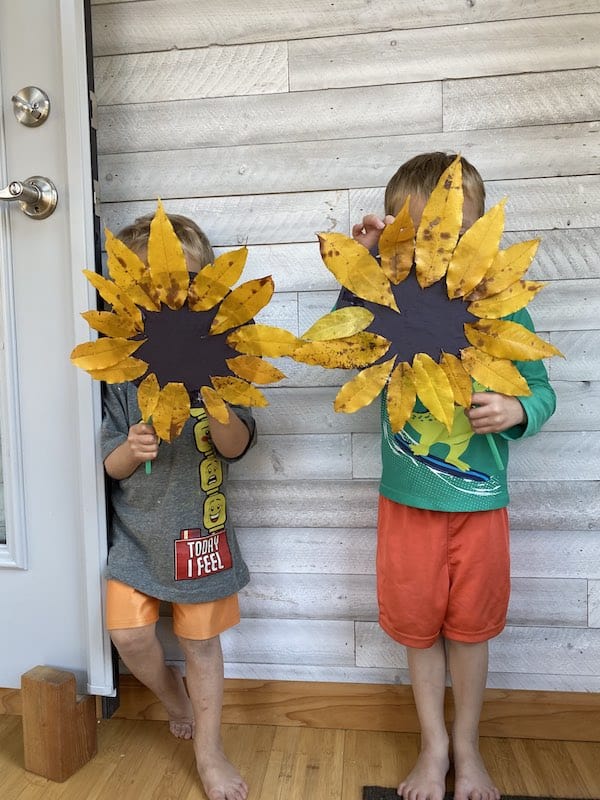 2 and 4 year olds nature sunflowers completed