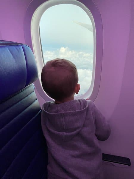 3 year old on plane international flight