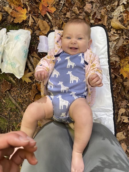 changing diapers when camping