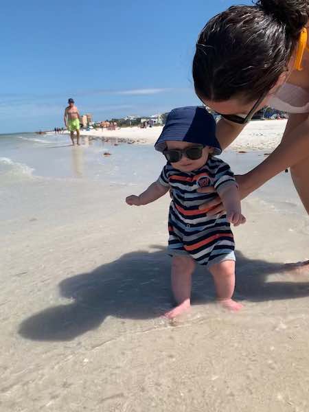 baby first road trip to the beach