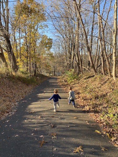 outdoor fall activity for toddlers going for a hike