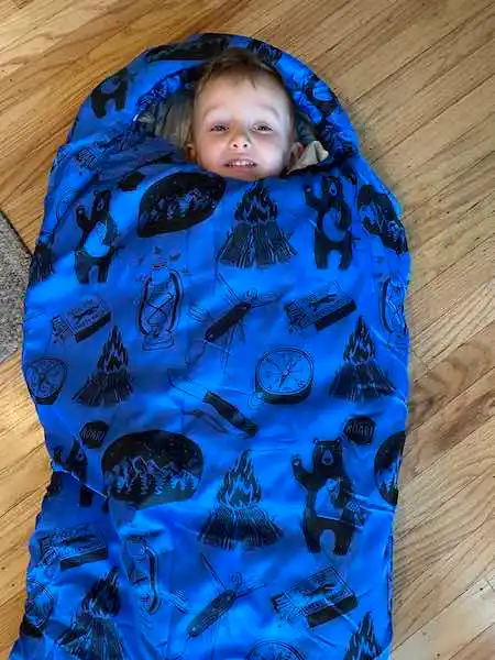 A sleeping bag is the right size