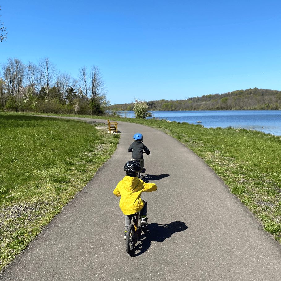 how to motivate kids to ride bikes is to ride to parks