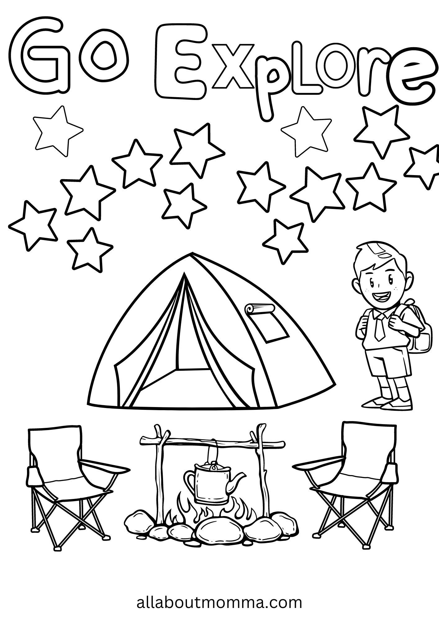 easy kids free camping coloring page go explore
