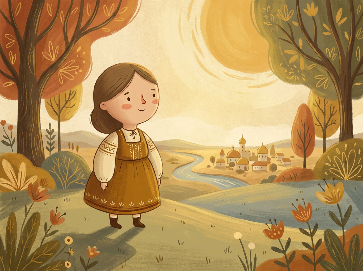 Ochre Sunset Folk Illustration