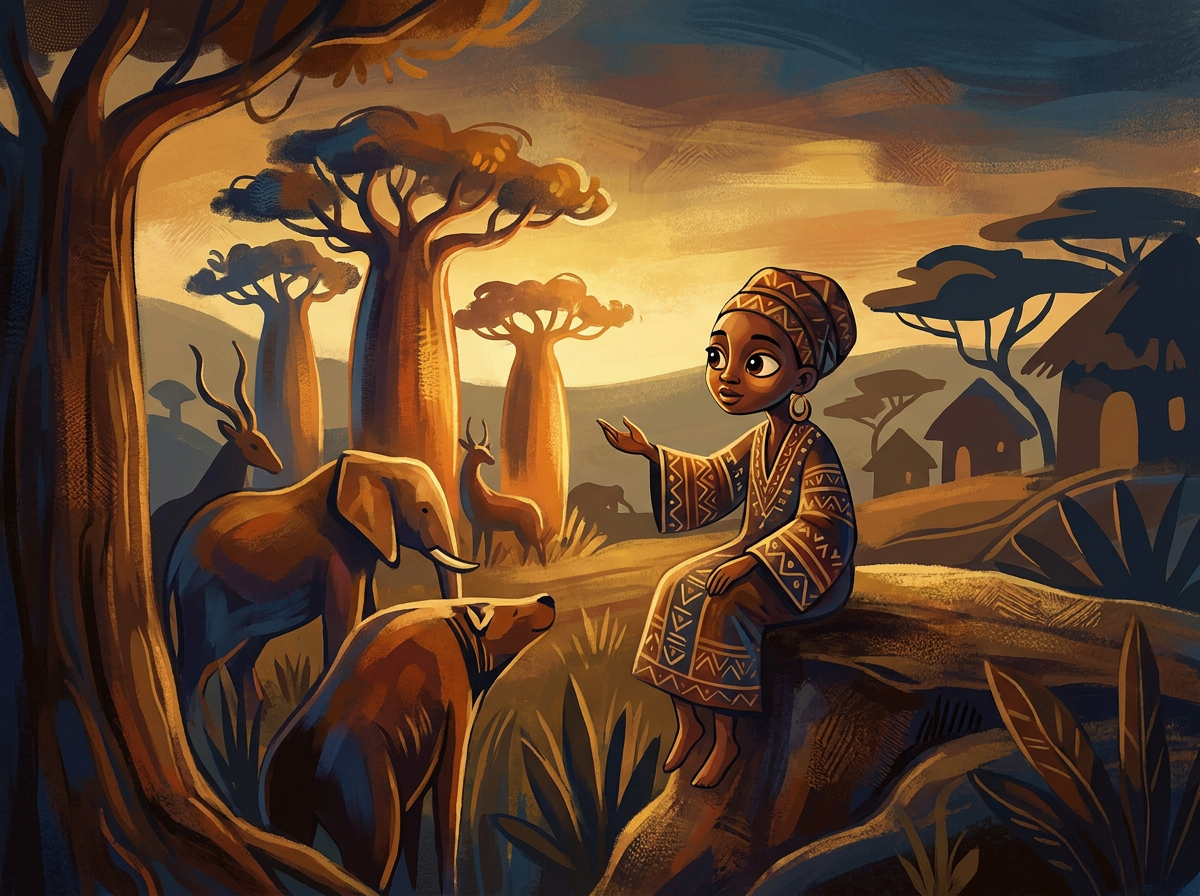 African Twilight Storybook Style