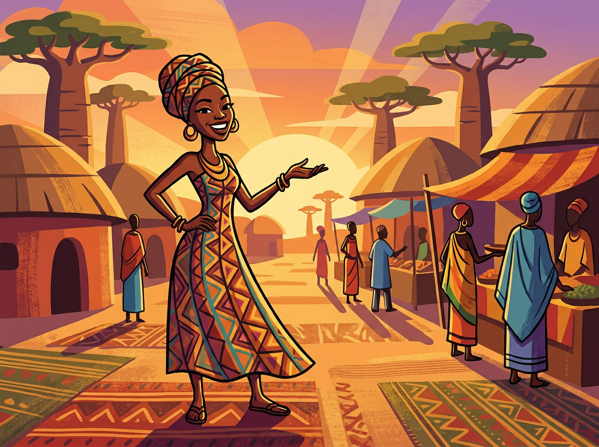 2D digital painted/vector African illustration style