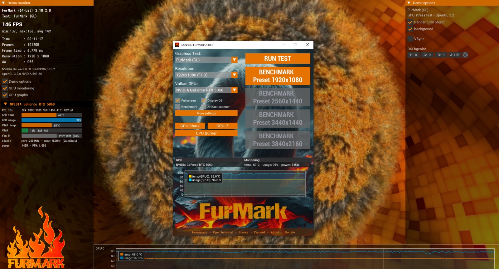 Gigabyte RTX 5060 Furmark Testi