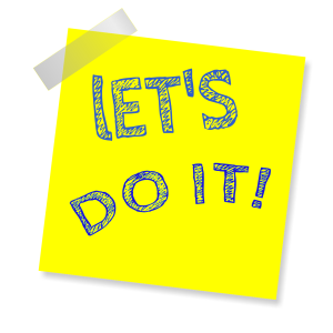 Hand-written Post-It Note reading 'Let's Do It!'