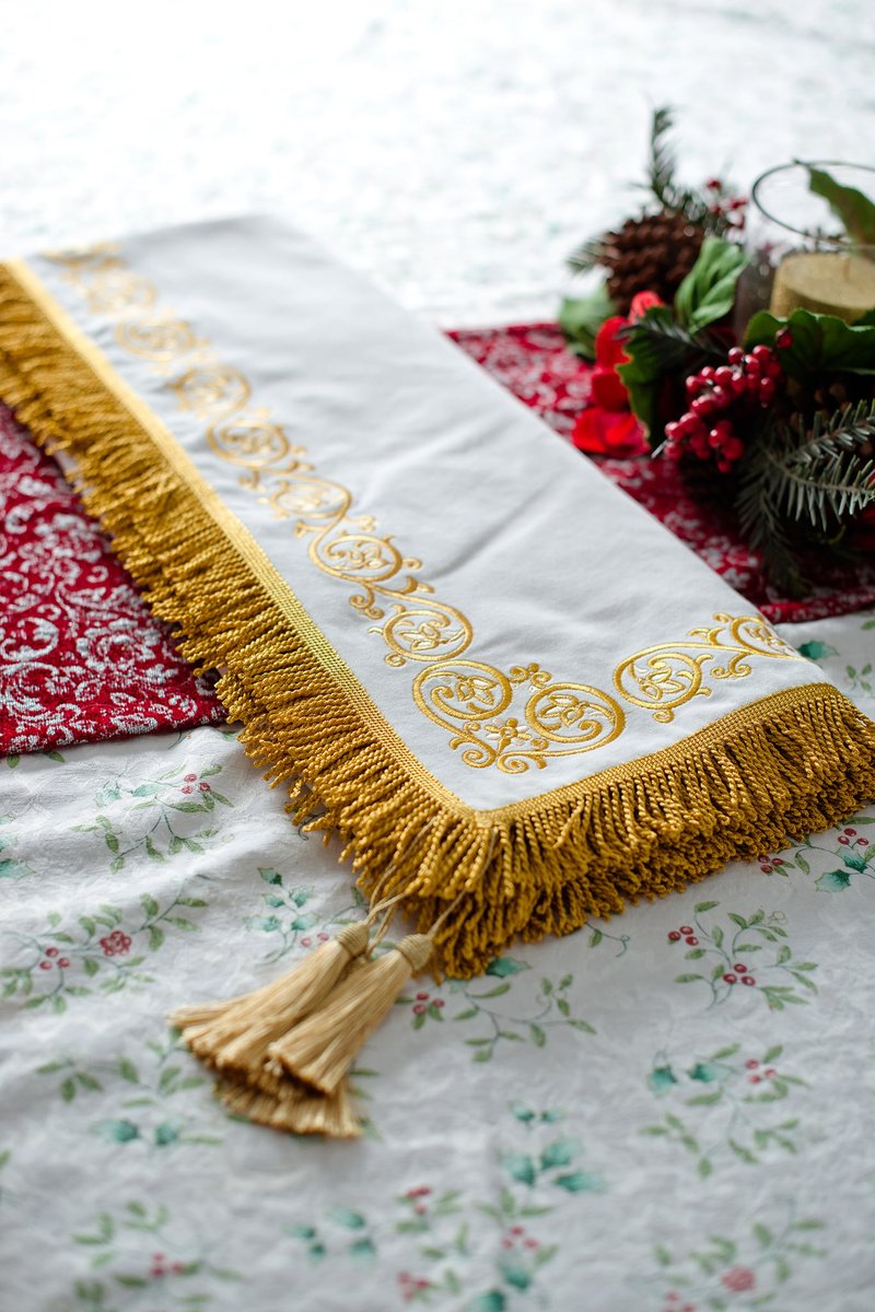 Velvet Altar Cover with Gold Embroidery - 43x35 Inches