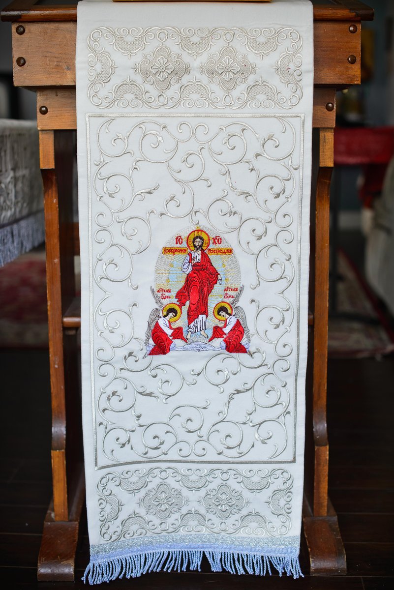 Resurrection Embroidered Velvet Cover with Silver Fringe