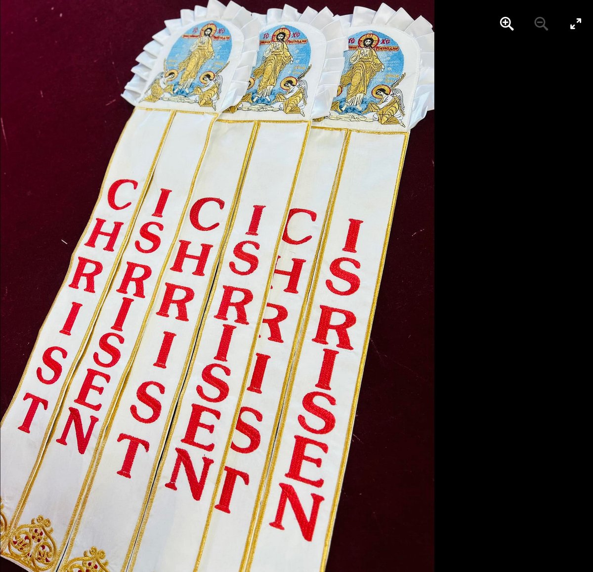 Embroidered Orthodox Banner with Custom Icon Resurrection